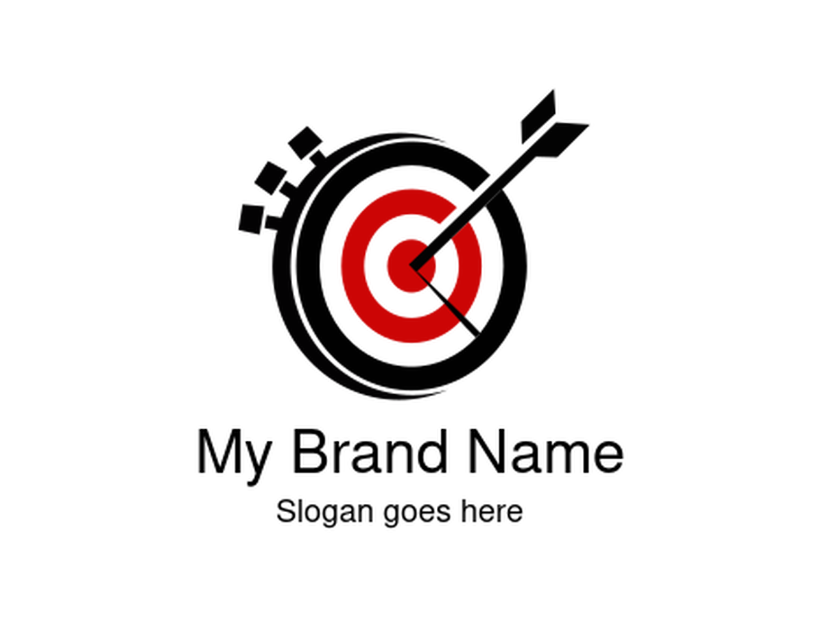Red and Black Target with Arrow Logo – Perfect for Marketing Agencies, Coaching, Archery Clubs, Business Consulting, and Goal-Oriented Brands